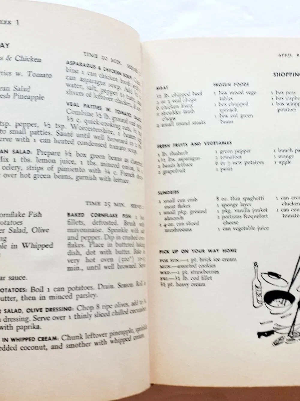 Vintage 50s Glamour Magazine After Five Cookbook